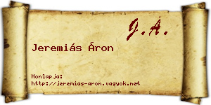 Jeremiás Áron névjegykártya
