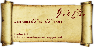 Jeremiás Áron névjegykártya